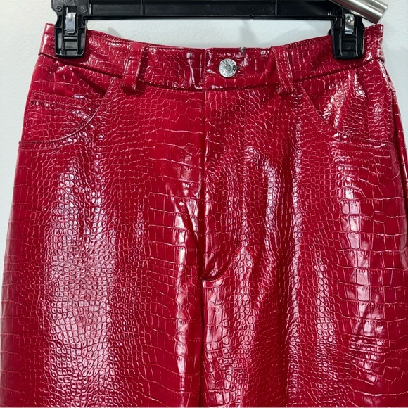 Mistress Rocks βUnconditionalβ Red Vegan Leather Python Pants | Size S - Picture 8 of 15